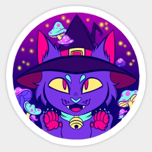 Mushroom Witch Cat Sticker